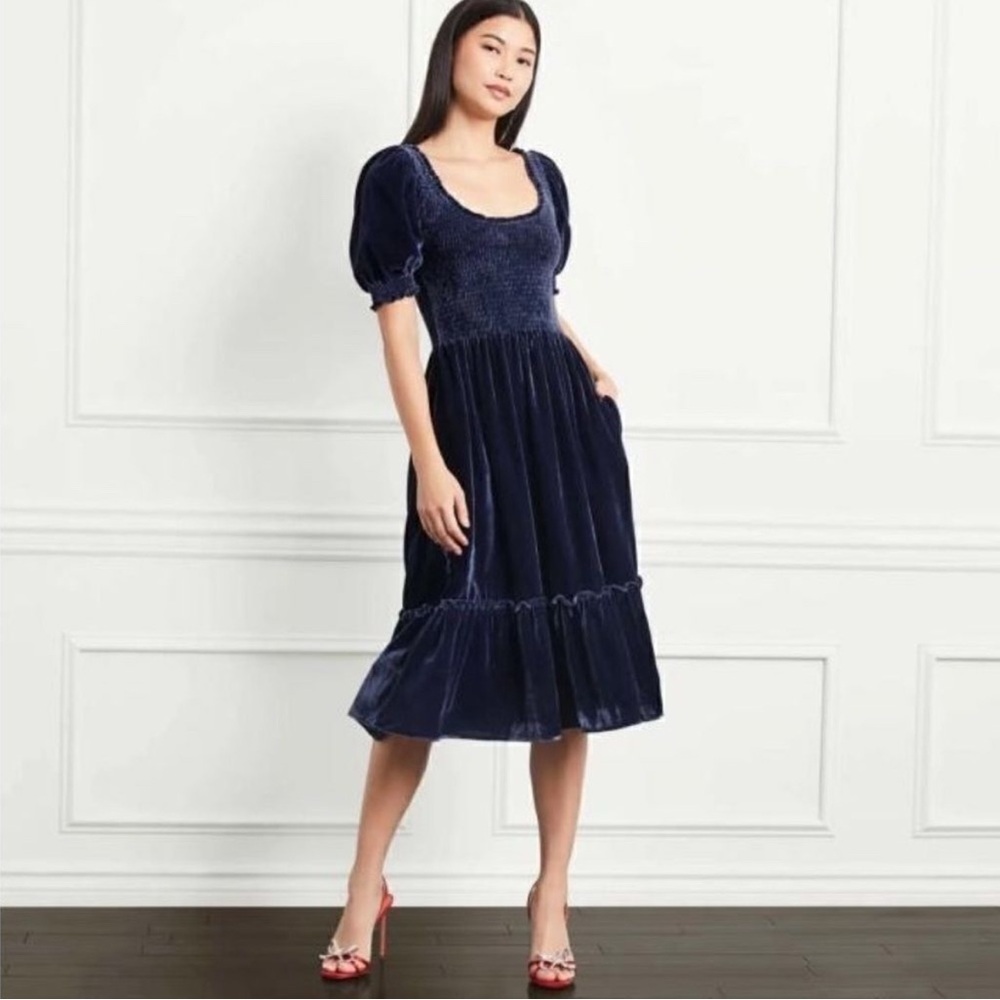 Hill House Home Louisa Nap Dress Navy Velvet XL NWT